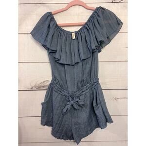 ELAN Romper Denim Color Size Med Runs Small